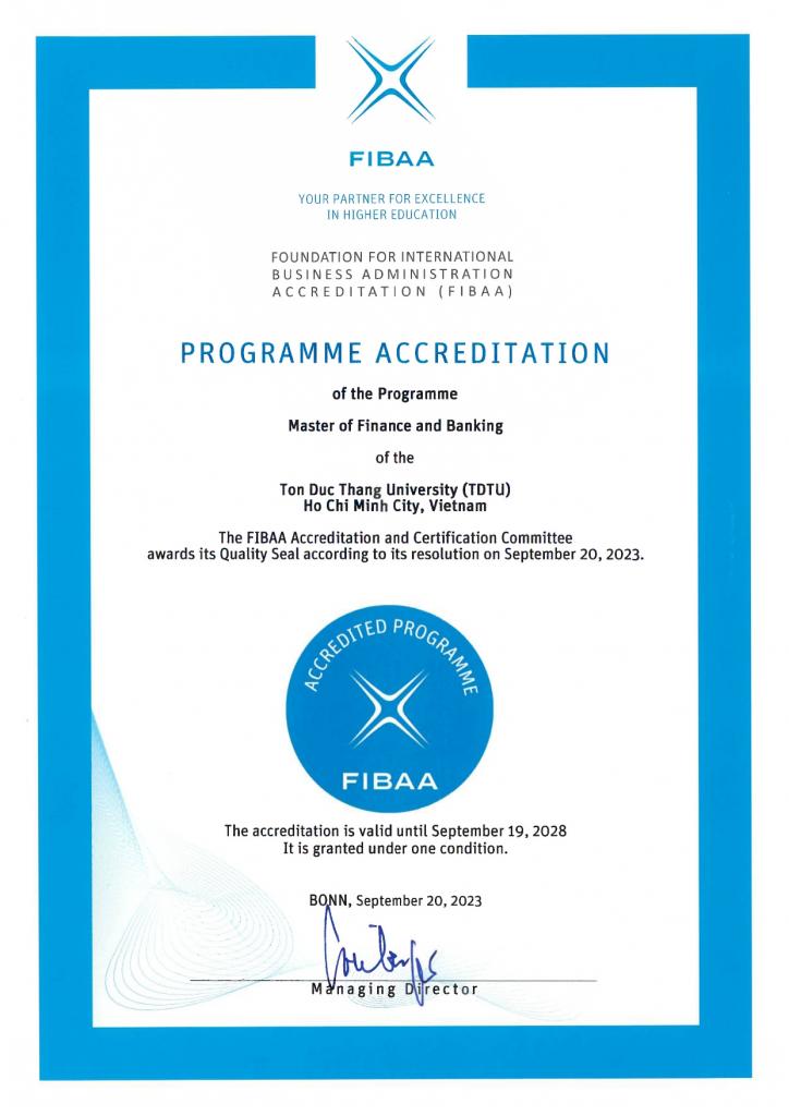 Chương trình đào tạo thạc sĩ tài chính ngân hàng đạt chuẩn kiểm định FIBAA